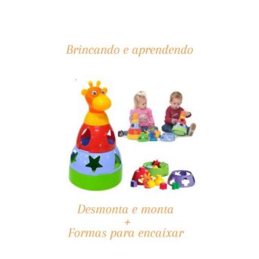 Imagem de Girafa Didática De Empilhar, Encaixar E Balançar - Brinquedo para Bebe