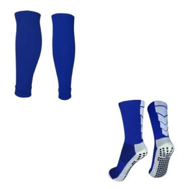 Imagem de Kit Meia Antiderrapante Esportivo Com Canelito Compressão Meião Cortad