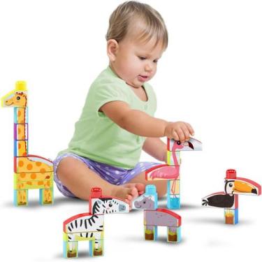 Imagem de Brinquedo Educativo Encaixe Montar Montessori Blocos 40 Peça - Dismat