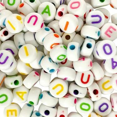 Imagem de 600 Missangas de Letras Só Vogais Entremeio Miçangas Para Pulseira Inf