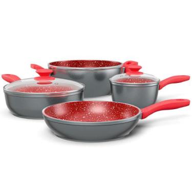 Imagem de Conjunto Panelas Redstone Philco PKT406 4 peças, Vermelho