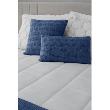 Imagem de Capa para Almofada Tricô Flores HomeBliss, Azul, 50x30cms