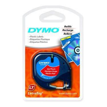 Imagem de Fita Poliéster Dymo Adesiva Rotulador Letratag 12mm x 4 Mts Preto/Verm