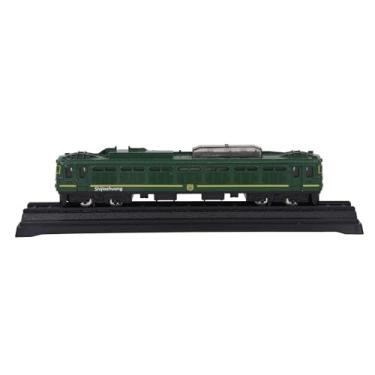 Imagem de MODEBESO Trem modelo de metal fundido e plástico com trilha, design realista, verde, decoração de casa, presente para aniversários ou Natal