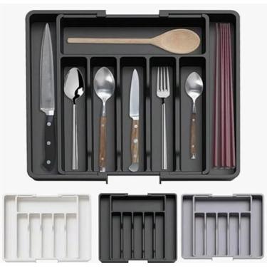 Imagem de Porta Talheres Expansivo Organizador De Gavetas de Cozinha e Utensílios com Extensor Porta Talher divisórias de Gaveta para Utensílios