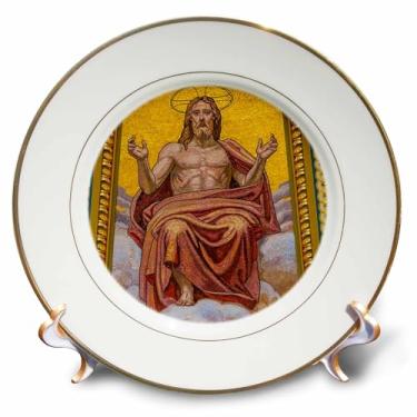 Imagem de 3dRose Mosaico de Cristo, Catedral da Basílica de São Estêvão, Budapeste, Prato de Porcelana da Hungria, 20 cm