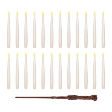 Imagem de Ioensy Velas flutuantes com controle remoto de varinha Velas sem Cônicas Lembrancinhas de aniversário Decoração suspensa Castiçais de LED para sala de, 24 Velas