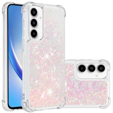 Imagem de Monwutong Capa Slim Fit para Samsung Galaxy A55, TPU macio com glitter líquido efeito areia movediça capa elegante de silicone com proteção de tela e câmera para Galaxy A55, LSWT Rosa