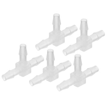 Imagem de PATIKIL Encaixe de farpa de mangueira de plástico de 1/20.3 cm, 5 peças igual em forma de T 3 vias adaptador de emenda união interseção farpada dividida para ar água combustível gás líquido tubo,
