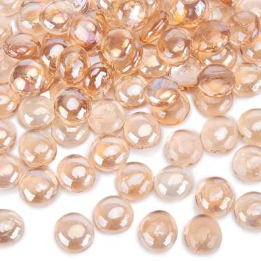 Imagem de DomeStar Bolinhas de vidro plano de 2,3 kg - Seixos de vidro plano rosa para vasos, pedras de aquário de peixes, aquário, artesanato DIY