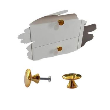 Imagem de Kit 8 Puxador de Gaveta Moderno/ Redondo Dourado  30mm - Compras Fácei