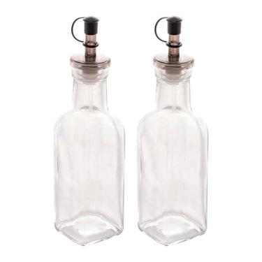 Imagem de Kit 2 Garrafas Para Azeite De Vidro Com Tampa Lyor 200ml