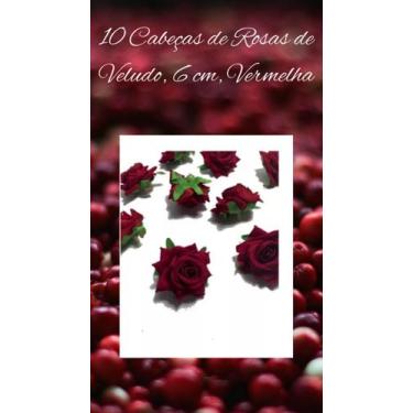 Imagem de 10 CABEÇAS DE ROSAS EM VELUDO PÉTALAS FLOR SÉPALA S/ CABO/Decoração/En