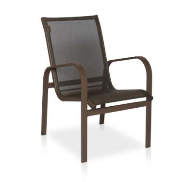 Imagem de Cadeira de Alumínio e Tela Sling Linha Leve - Marrom - Móveis Com Valo