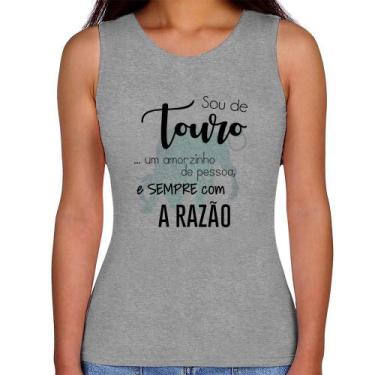 Imagem de Regata Feminina Sou de Touro - Foca na Moda, Cinza, G