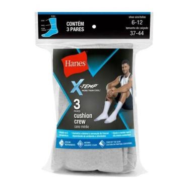 Imagem de Kit Com 3 Meias Esportivas Branca Cano Médio Tamanho Unico Hanes