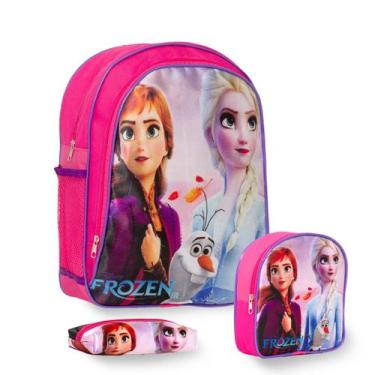 Imagem de Kit Mochila Escolar Menina Frozen Princesas Alça Costas - Toys 2U