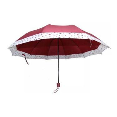 Imagem de Guarda Chuva Sombrinha Grande Reforçado Borda De Bolinha 569 - Tem Tud