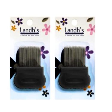 Imagem de Kit 2 Pente Fino Inox De Piolhos e Lêndeas Preto - Landhs