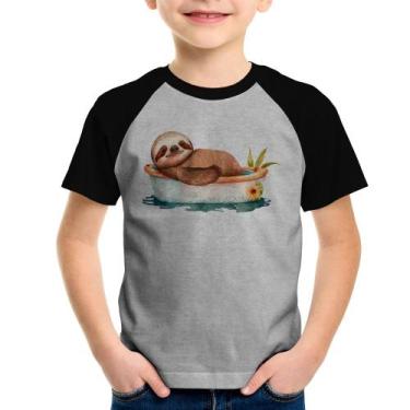 Imagem de Camiseta Raglan Infantil Ursinho Panda Relaxando Na Piscina - Foca na 