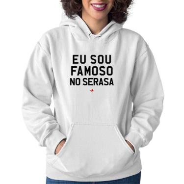 Imagem de Moletom Feminino Eu sou famoso no Serasa - Foca na Moda, Branco, GG