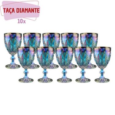 Imagem de Jogo de taça diamond Vidro Água Vinho - Furta cor 340ml 10 un - PRATIC