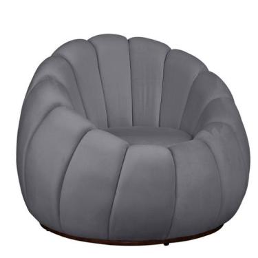 Imagem de Poltrona Decorativa Concha Base Arco Giratória Veludo - Fina Mobília, 