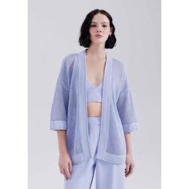 Imagem de Kimono Feminino Manga 7/8 Em Tricô Texturizado - Hering, P, Lilás