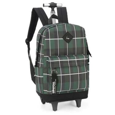 Imagem de Mochila Com Rodinha Xadrez Up4you Verde Luxcel Verde, M, Verde