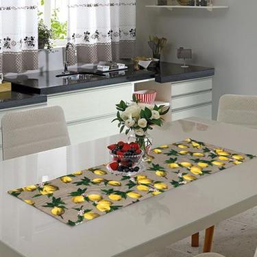 Imagem de Caminho De Mesa Estampado Limão Siciliano Bege 0.40 X 1.40 - Menedecor