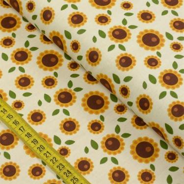Imagem de Tecido Estampado Para Patchwork - Outono : Flor Raio De Sol Creme (0,5