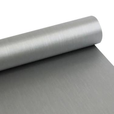 Imagem de Vinil Adesivo Envelopamento Geladeira Aço Prata Inox Escovado Alumínio