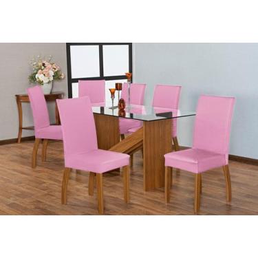 Imagem de Capa Para Cadeira Mesa De Jantar 04 Lugares Malha Gel Oferta rosa - Fl
