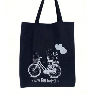 Imagem de Bolsa Ecobag 100% algodão Black HAPPY TIME FOREVER - CARIOCA MAIS