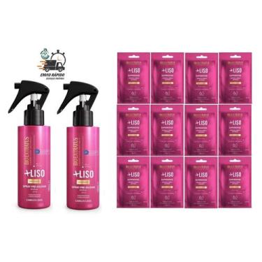 Imagem de Kit Mais Liso Bio Extratus 2 Sprays Térmicos+ 12 Super Doses
