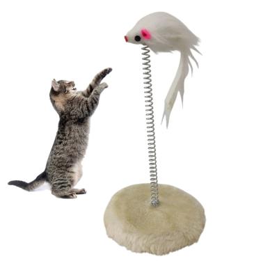 Imagem de Arranhador Gato Pet Ratinho Guizo Mola Felino Animal de Estimaçao Brinquedo Interativo Lazer Diversao Entretenimento Pelucia