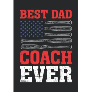 Imagem de Notizbuch A5 kariert mit Softcover Design: Best Dad Coach Ever Baseballer Pitcher Catcher USA Baseball: 120 karierte DIN A5 Seiten