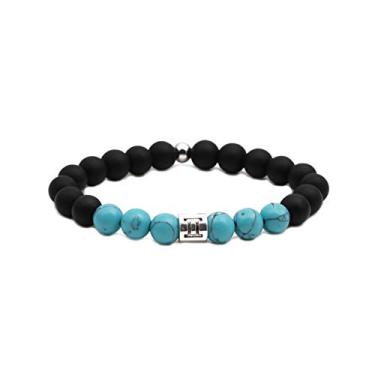 Imagem de MiniJewelry Pulseira masculina feminina 12 signos de aniversário do zodíaco turquesa elástica com contas Bênção Pulseira Constelações