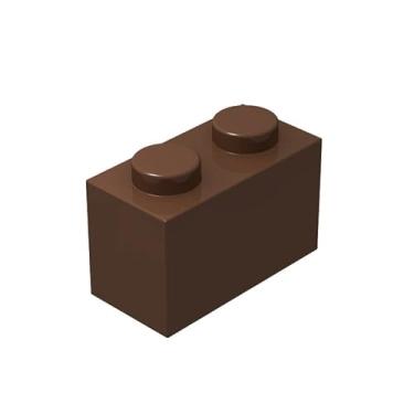 Imagem de Classic Brick Block Bulk, Black Brown 1x2, Building Bricks Flat 100 Piece, Compatible with Lego Parts and Pieces: 1x2 Brown Bricks(Color:Brown)