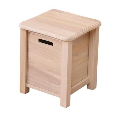 Imagem de WeiLaiKeQi Banco de armazenamento de madeira Banco pequeno doméstico Banco resistente para troca de sapatos com bordas arredondadas para entrada, escritório, Madeira, 30cmx30cmx35cm