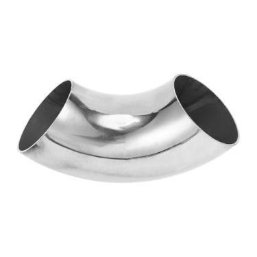 Imagem de Motoforti Tubulação de tubo de escape modificada para carro curva mandril 90 graus espessura OD 1,5 mm/16GA 63x175x1,5 mm aço inoxidável 304 prateado