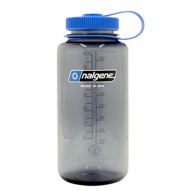Imagem de Nalgene Garrafa de água Sustain Tritan livre de BPA feita com material derivado de 50% de resíduos de plástico, 946 ml, boca larga, cinza fumê
