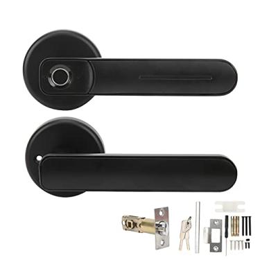 Imagem de Fechadura inteligente com maçaneta de porta Vomeko, fechadura com impressão digital, fechadura biométrica, desbloqueio de chave mecânica com aplicativo Bluetooth para home office,