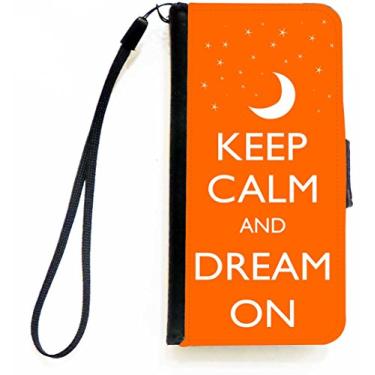 Imagem de Rikki Knight Keep Calm and Dream On - Capa carteira flip de cor laranja com aba magnética para Apple iPhone 5c