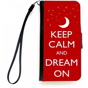 Imagem de Rikki Knight Keep Calm and Dream On - Capa carteira flip de cor vermelha com aba magnética para Apple iPhone 5c