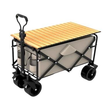 Imagem de carroça Carrinho de vagão com rodas, vagão utilitário dobrável para mercearia com saco de pano de armazenamento, carrinho de praia para transporte de cargas dobrável