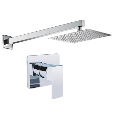 Imagem de Kit Cromado Ducha Slim Gás+Acabamento Monocomando Base Docol