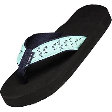 Imagem de NORTY Chinelo de dedo para mulheres – Calçado para o verão – Sandálias confortáveis – Chinelos femininos – Fiel ao tamanho, Palmeiras turquesa, 6