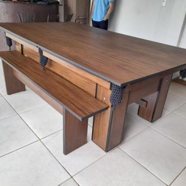 Imagem de Mesa de Bilhar e Jantar com Bancos Charme Carlin Bilhares Superfície e