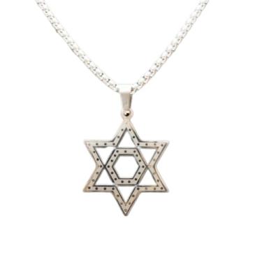 Imagem de Corrente com Pingente Estrela 6 Pontas hexagrama Estrela de Davi